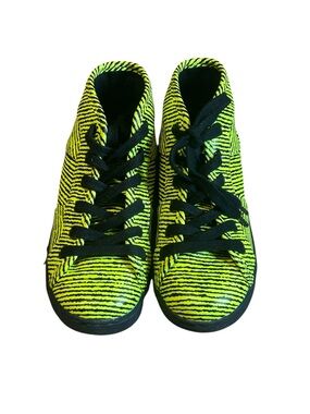 Kids Neon Yellow and Black High-Top Sneakers